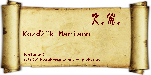 Kozák Mariann névjegykártya